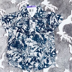 DKNY Kids Blue Leaf Pattern Shirt 3M